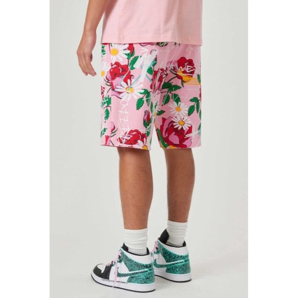 FIRST ROW CASUAL PANTS SHORT SUMER ALLOVER ROSE BLOOM  PRINT - Picture 4 of 9